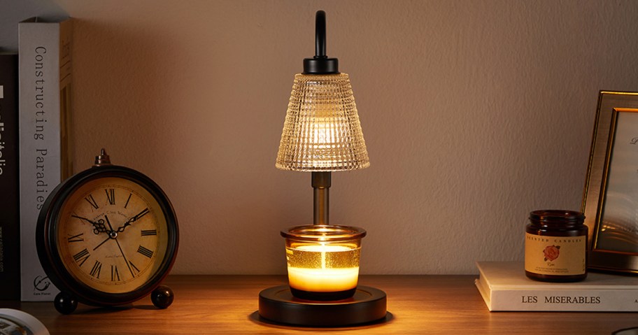 candle warming lamp on a table