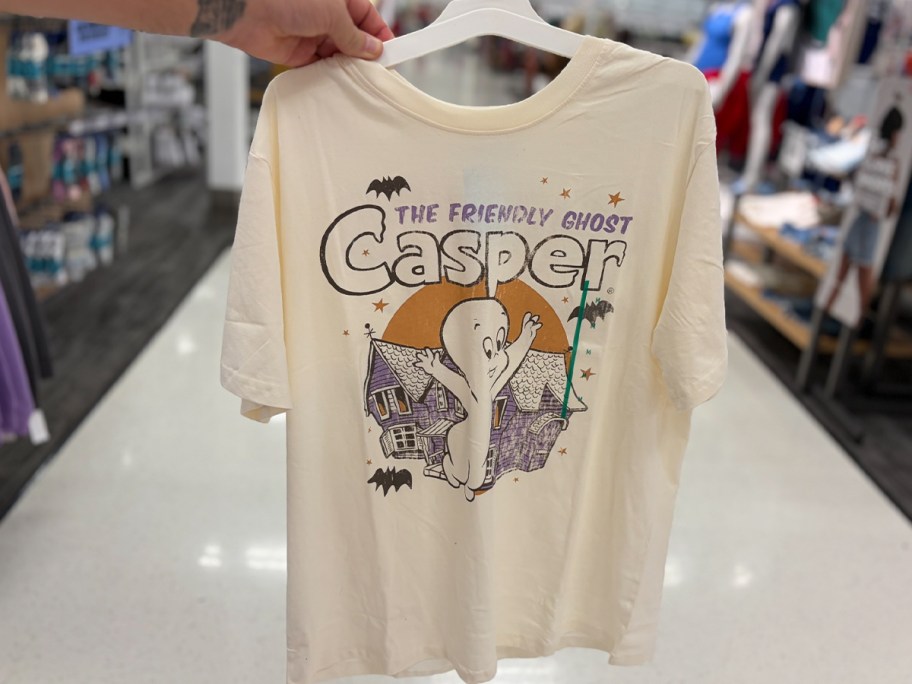 hand holding white casper ghost tee 