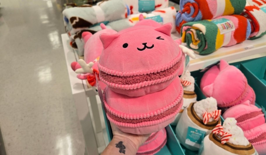 cat macaron pillowfort mini throw pillows