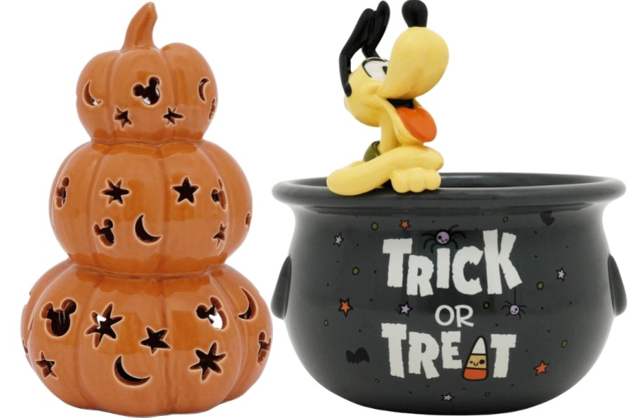creamic led pumpkin stack and goofy decorative halloween bowl