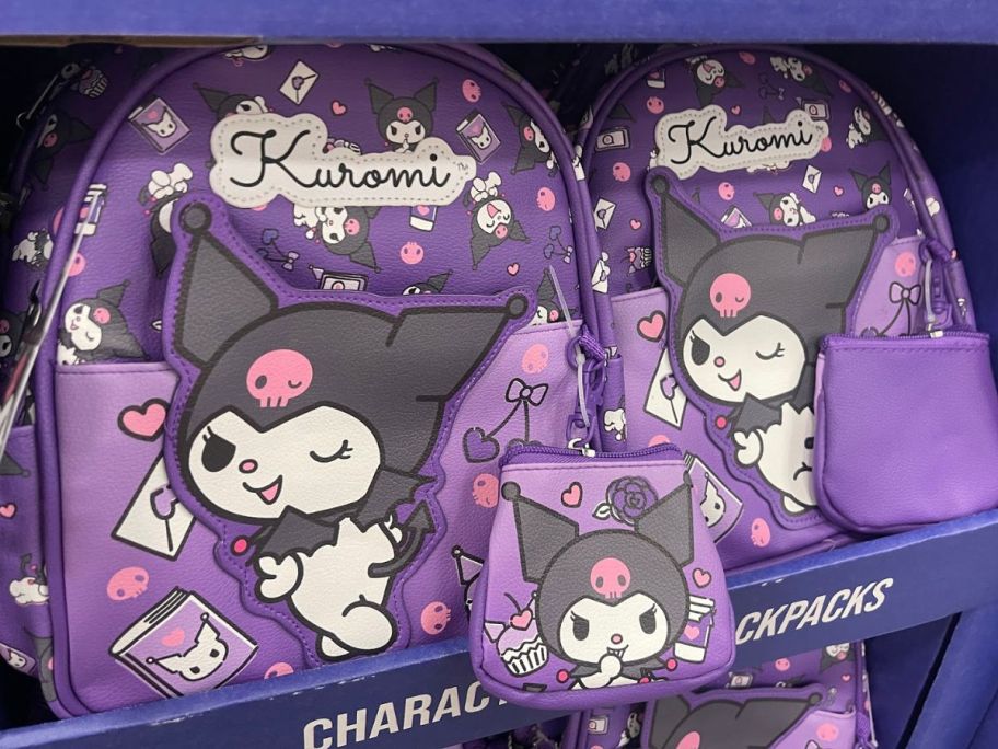 character mini backpacks in kuromi displayed at the store 