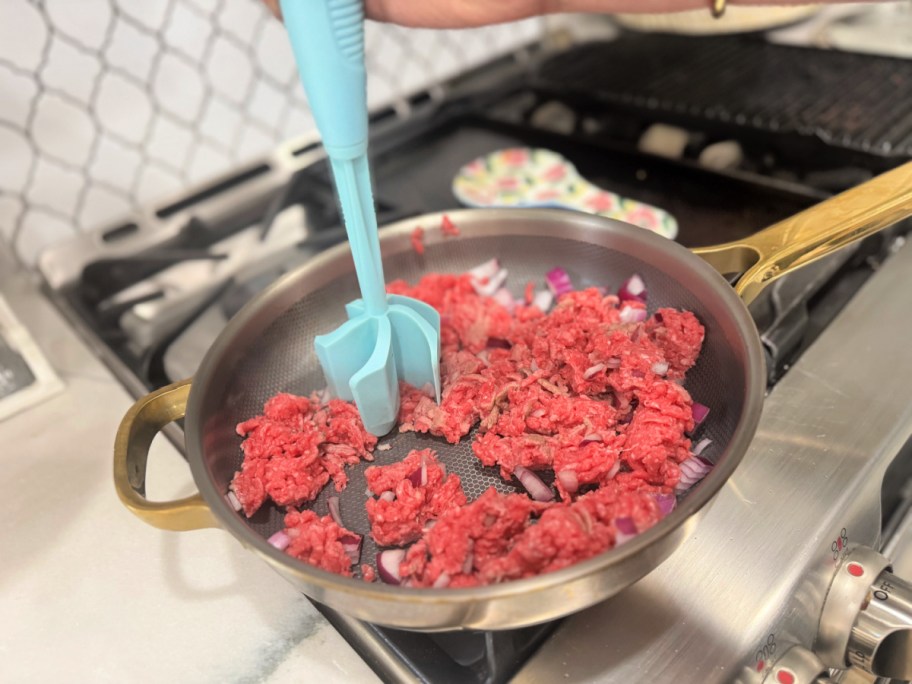 cooking ground meat in a skillet 
