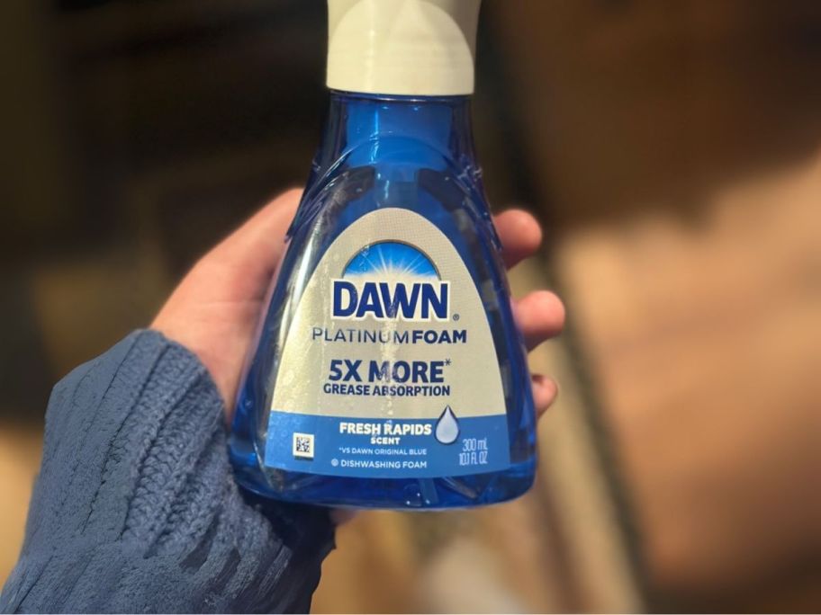 Dawn Ultra Platinum Dishwashing Foam 10.1oz pump in hand