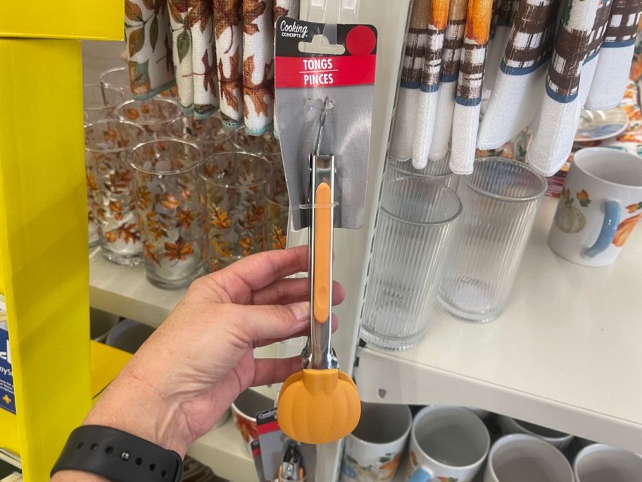 Pumpkin-Shaped Tongs in hand in store