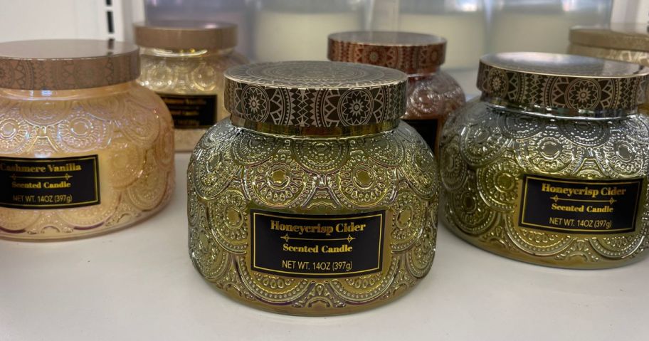 candles on shelf in store