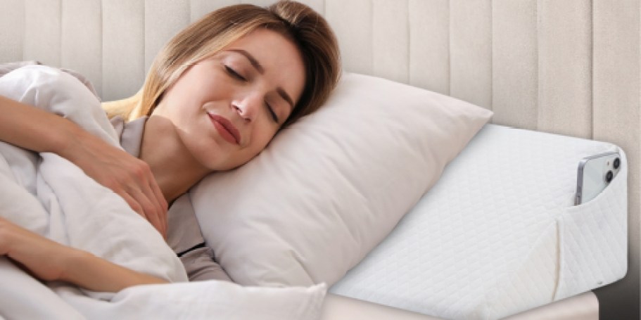 Gap-Filling Wedge Pillows From $17.99 on Amazon – Includes Pockets for Remote, Glasses, & More