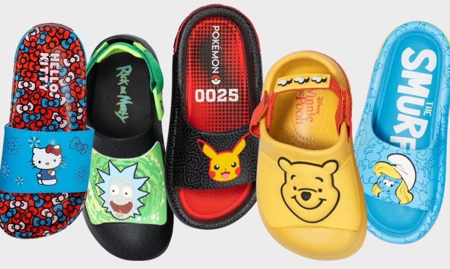 character slide shoes and clogs