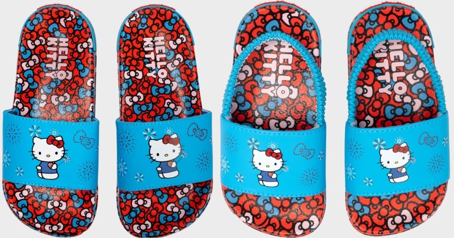 two pair of hello kitty slides
