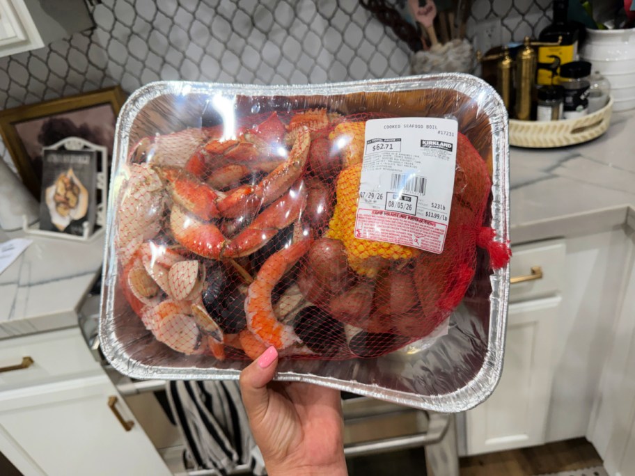 holding the costco seafood boil kit