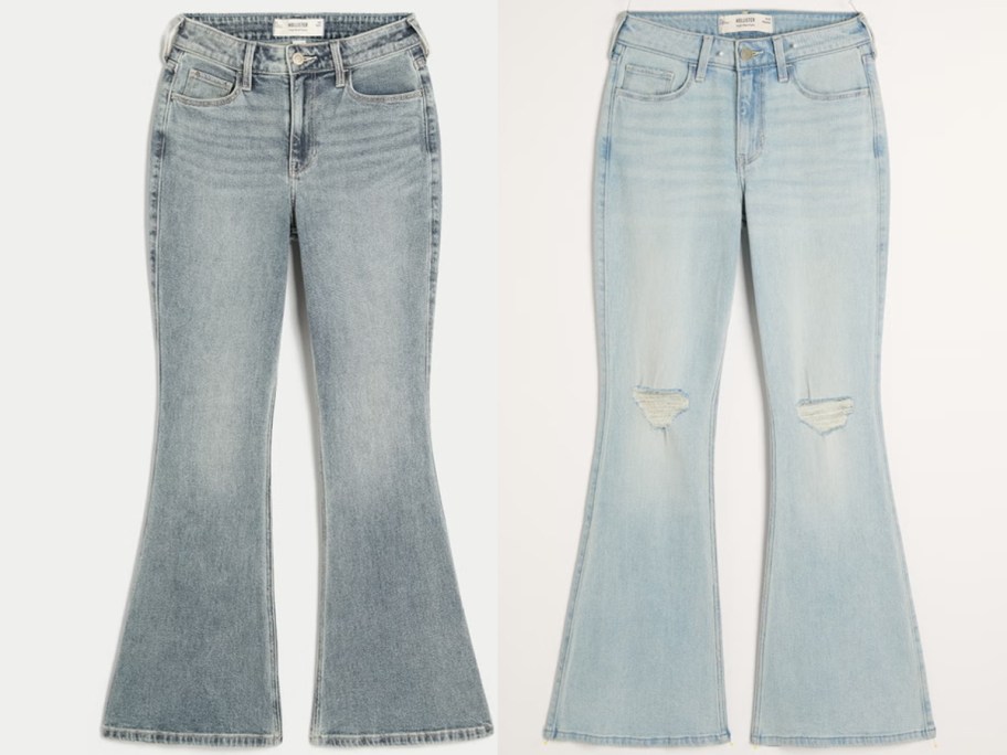 two pairs of blue hollister jeans 