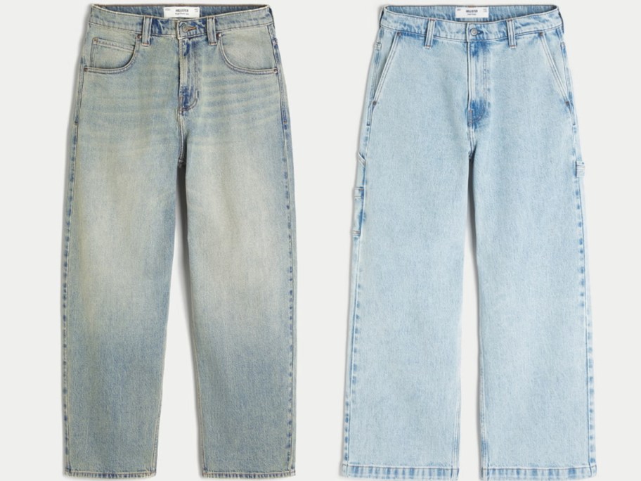 two pairs of blue mens jeans 