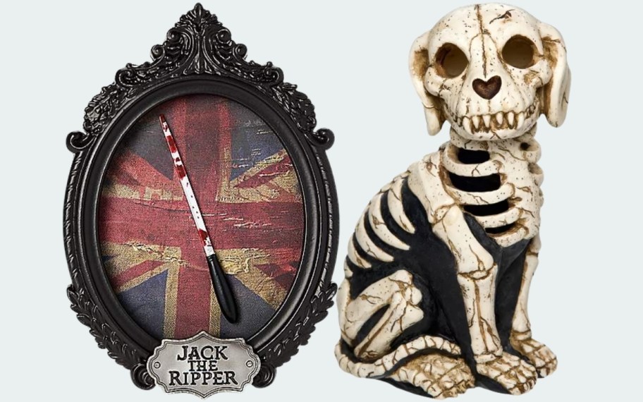 jack the ripper and light up dog skeleton decore