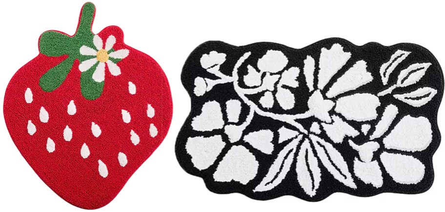 strawberry and floral bath rugs
