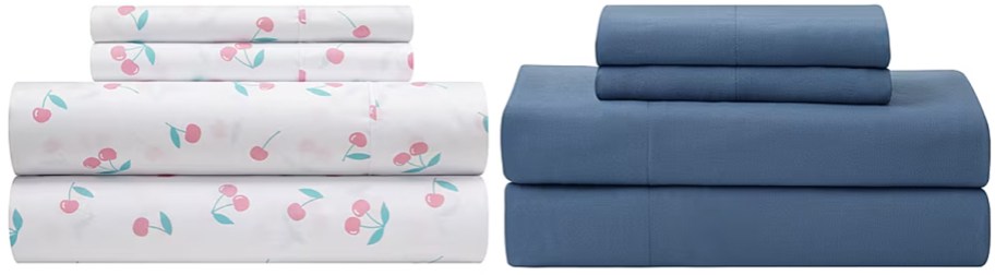 cherry and blue sheet sets