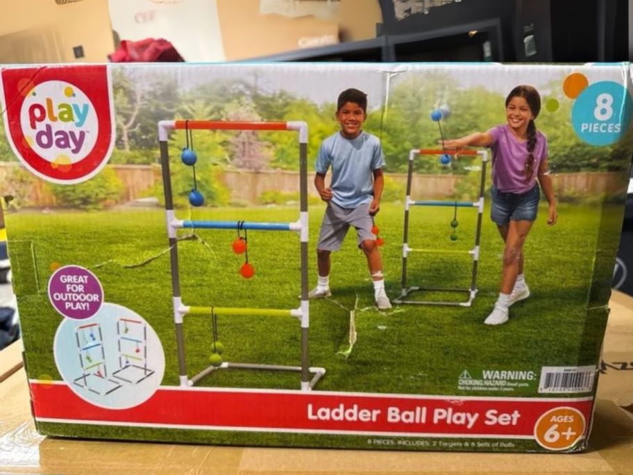ladder ball box on table