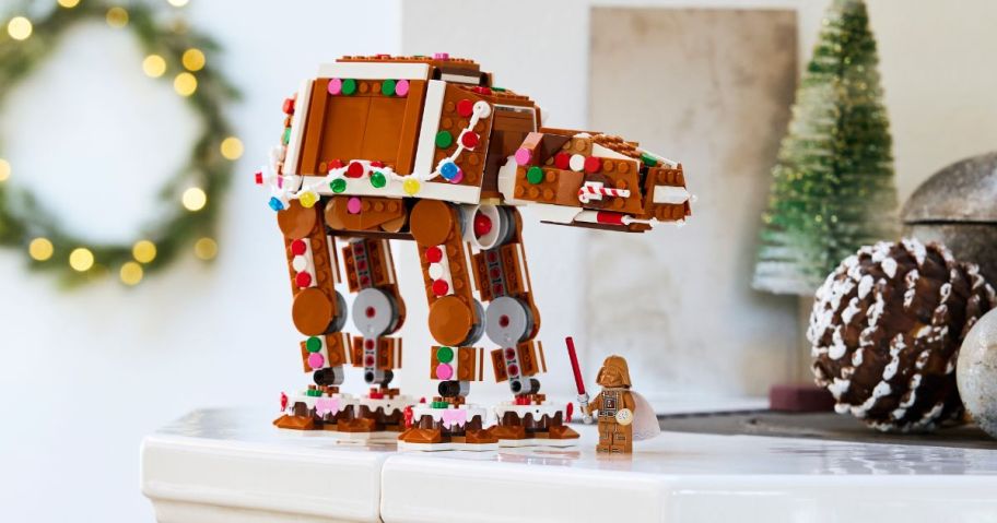 LEGO Star Wars Gingerbread AT-AT Walker on mantle