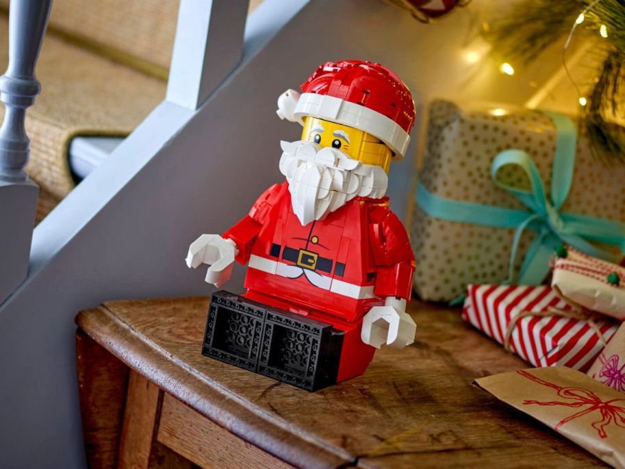 LEGO Up-Scaled Santa Minifigure on table