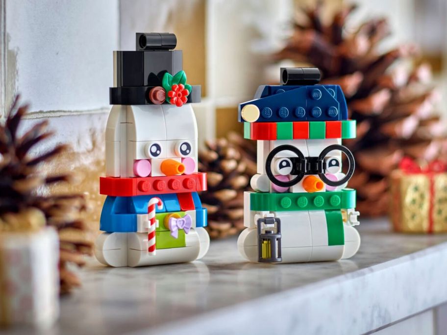 LEGO Snowman Ornaments on table