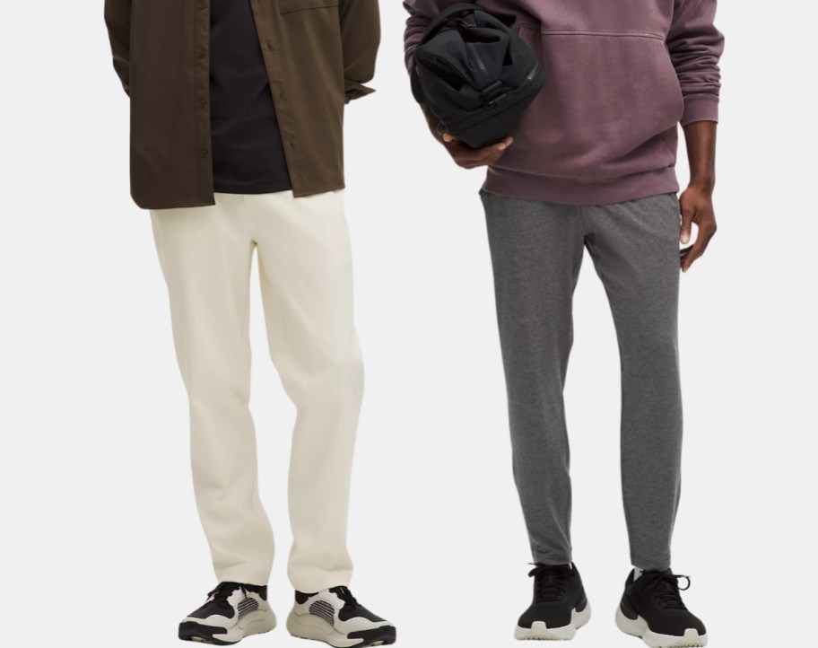 men in 3 different styles of lululemon pants