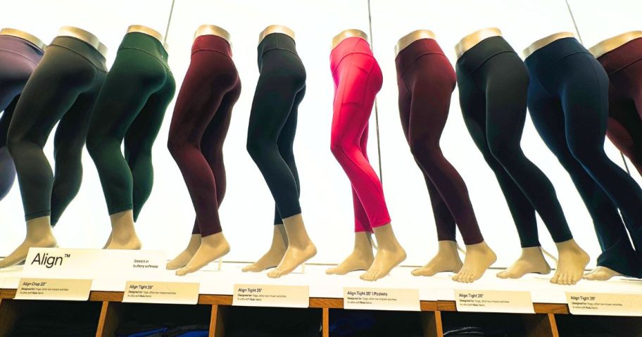 Lululemon align leggings on mannequins at the store