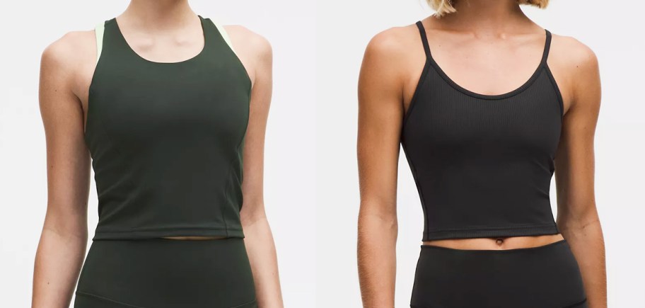 women in dark green and black tank tops