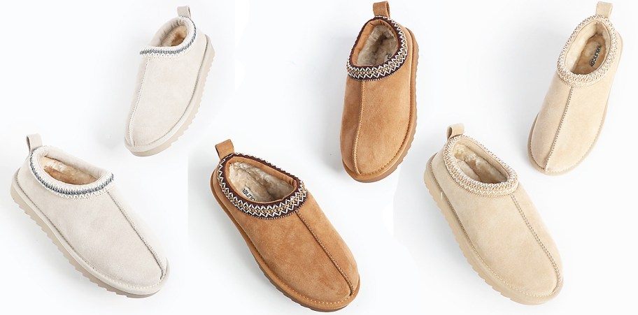 three pairs of slipper clogs