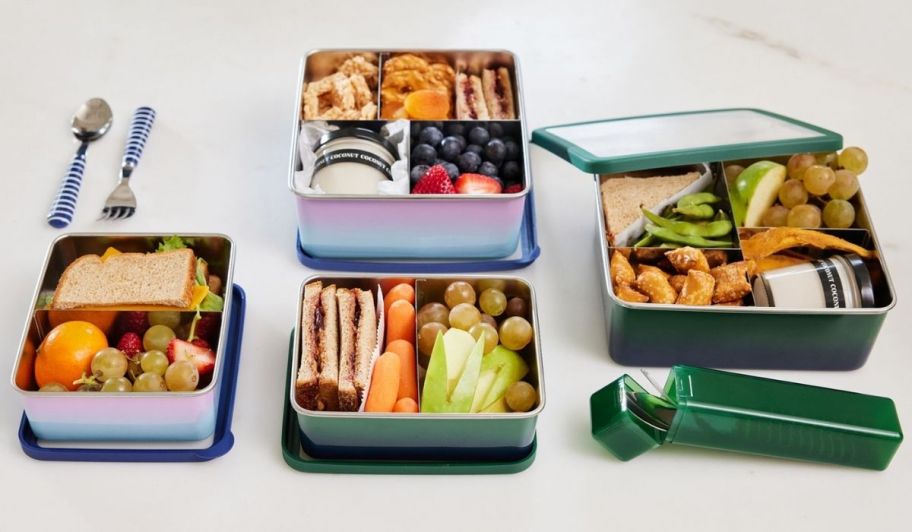 various sizes of metal food storage boxes