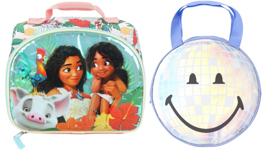 a moana lunch kit and a smiley face lunch kit