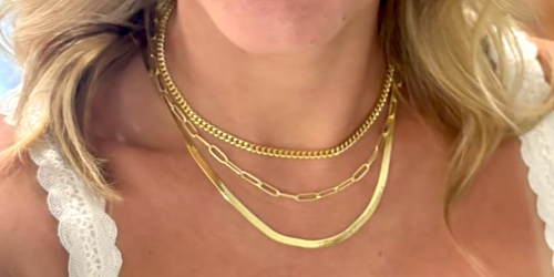 14K Gold Plated Layered Necklaces from $5.49 on Amazon