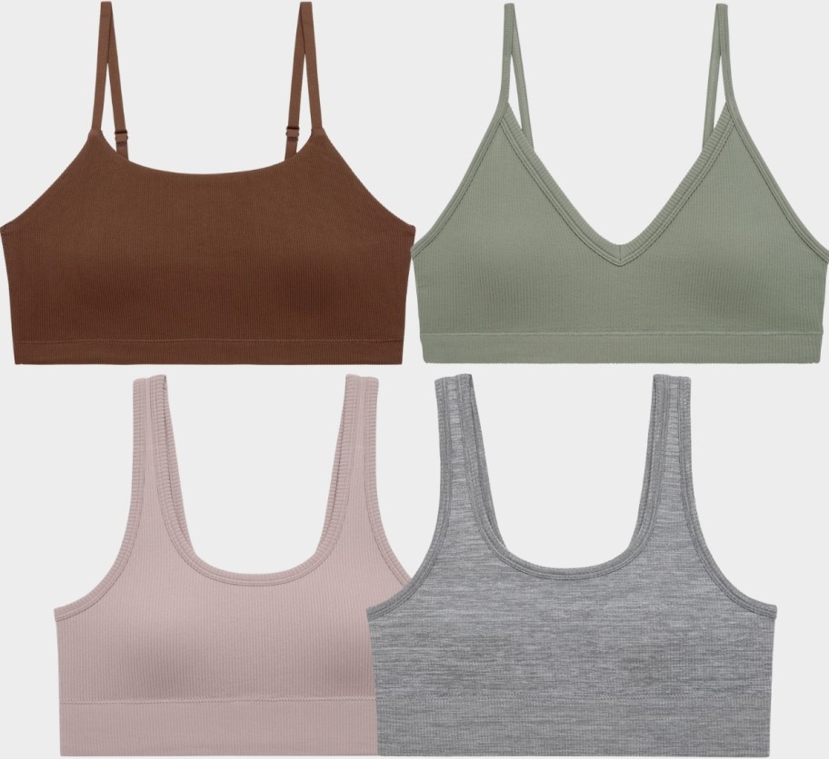 4 bralets in 3 different styles