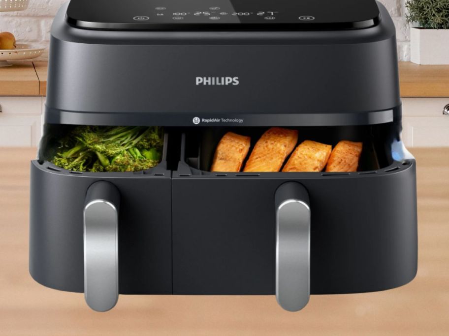 Philips 3000 Series Airfryer 9L Dual Basket on counter