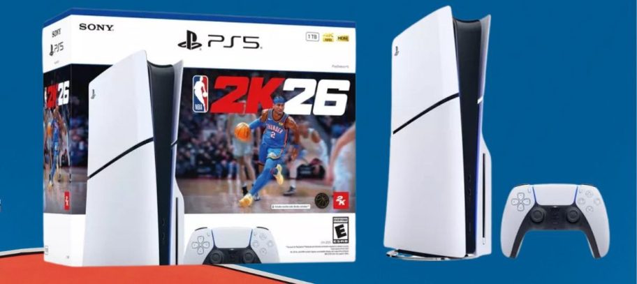 ps5 bundle against blue background