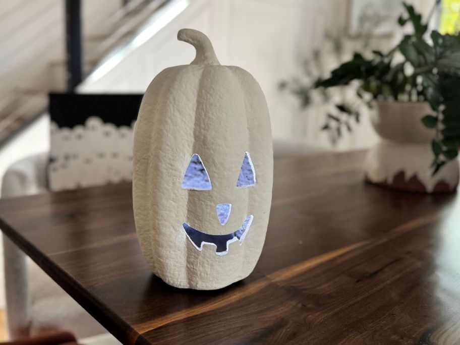 white pumpkin on table