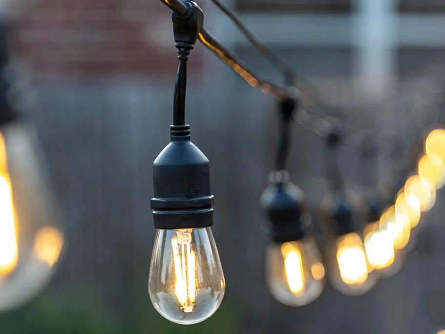black string lights hanging