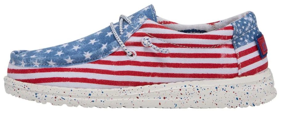 red, white, and blue Hey Dude Boys' Wally Youth Casual Shoe