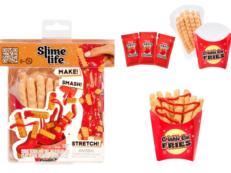 a slime life french fry kit showing the box and items included