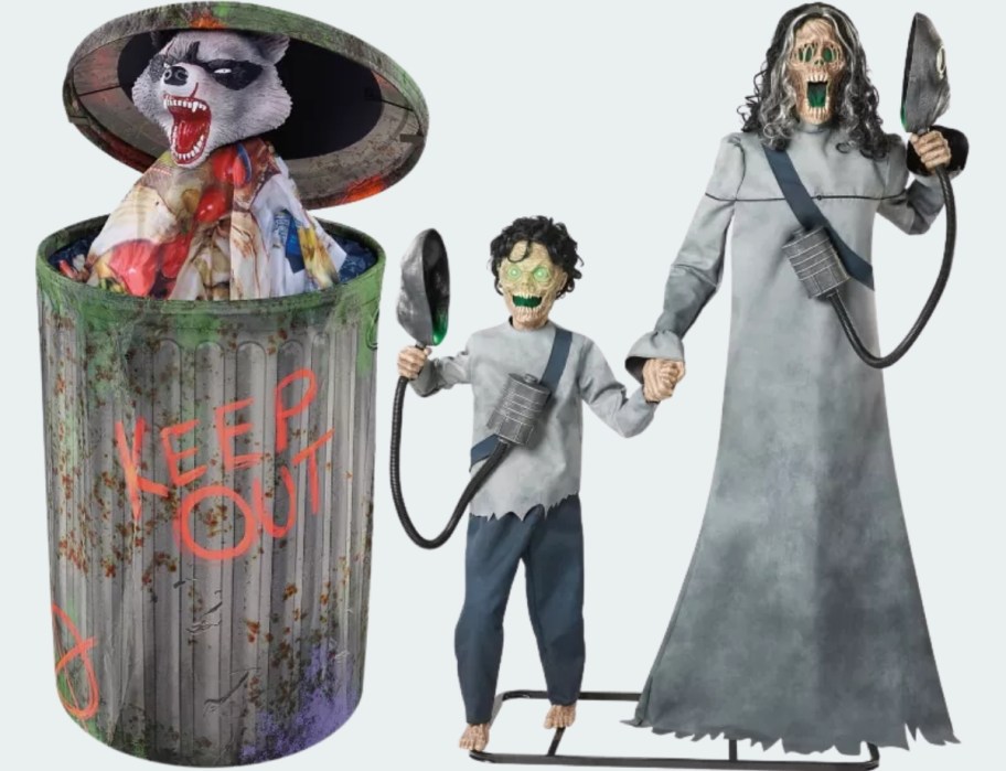 raccoon trash can and Doomsday Duo Animatronics