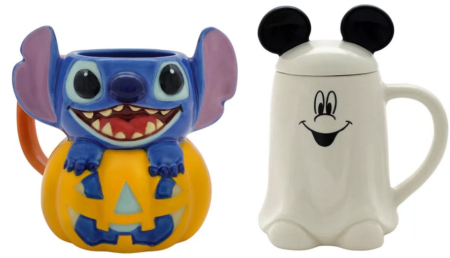 stitch pumpkin and mickey ghost mugs