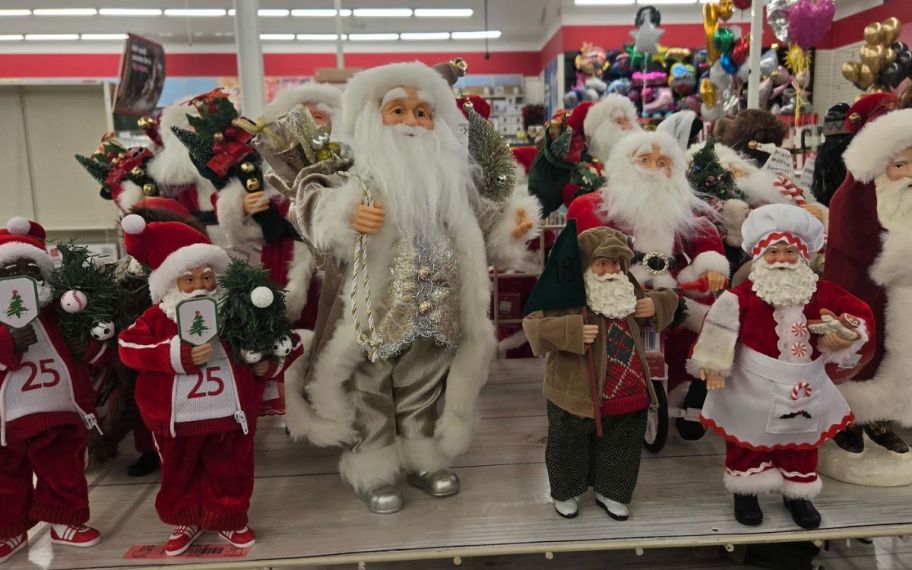 display of table top santas