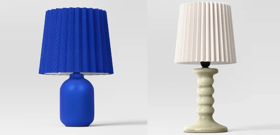 blue and green lamps 
