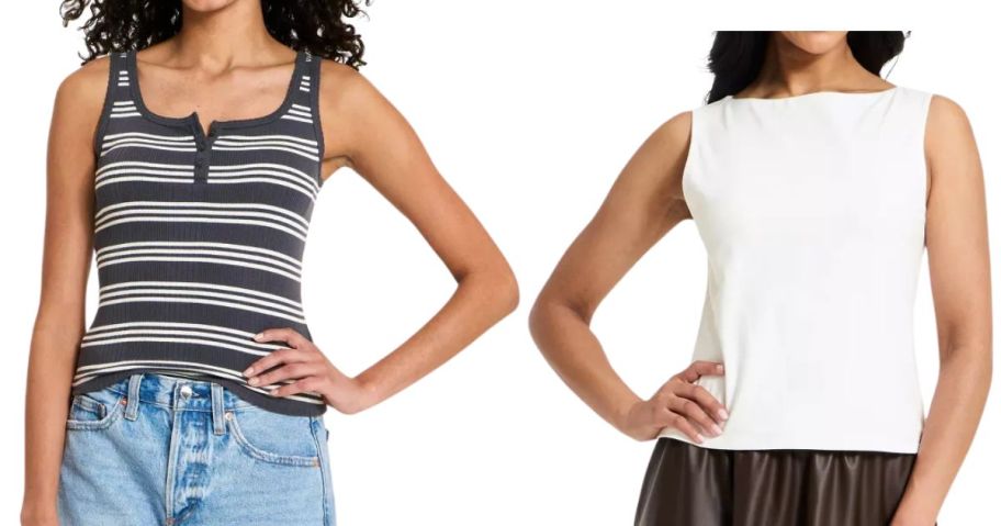 two women wearing tank tops