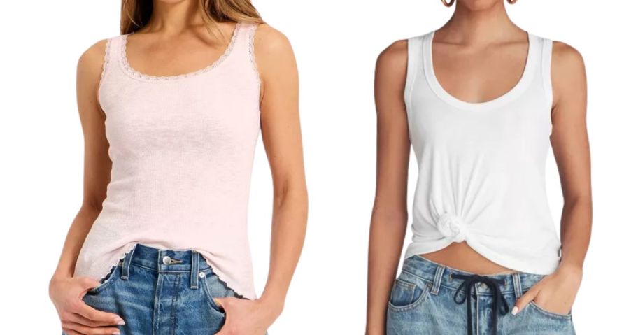 two women wearing tank tops