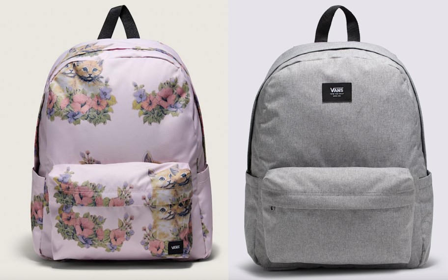Flower cat and grey backpack