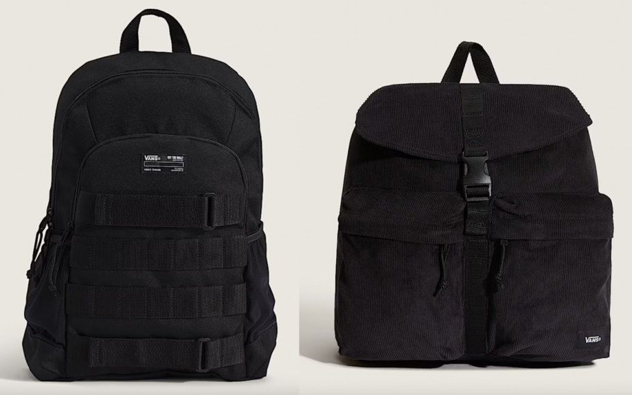 Two black van backpacks