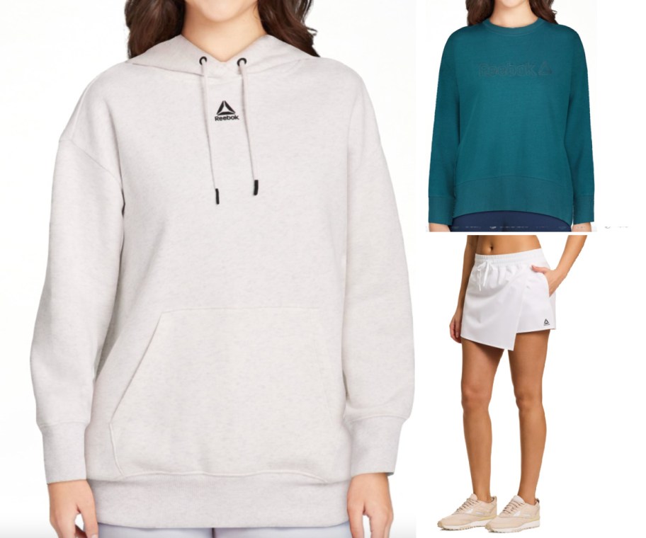 women in white and teal crewnecks and white athletic skort