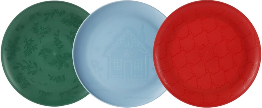 3 etched plastic plates in different designs