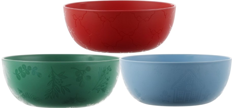 two etched plastic bowls in different designs