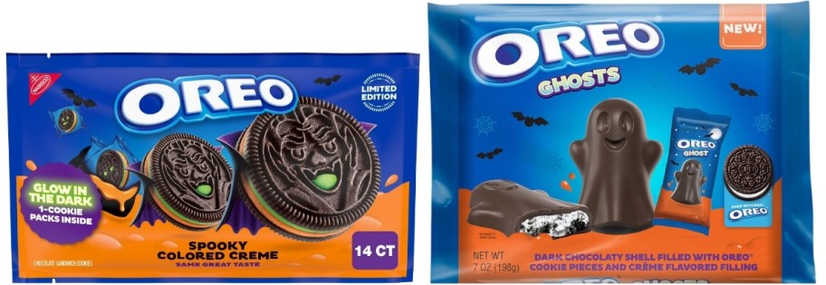 14 count orange & green oreos and a bag of chost oreos