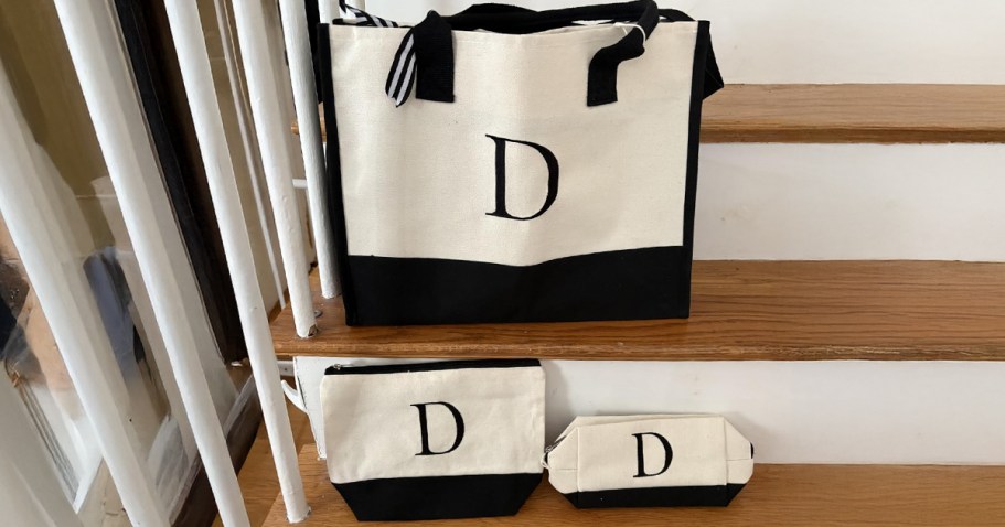 Initial Canvas Tote w/ 2 Makeup Bags Just $12.99 Shipped on Amazon (Reg. $36) | Valentine Gift Idea