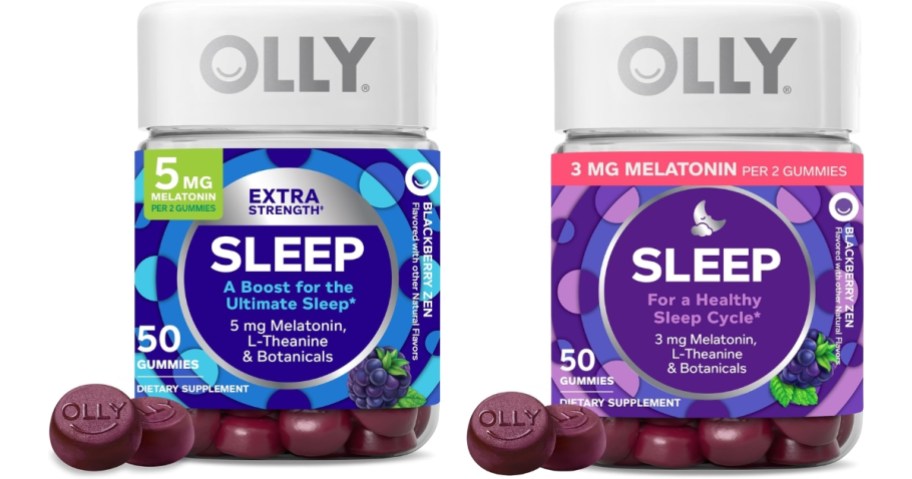 two bottles of Olly Sleep gummies